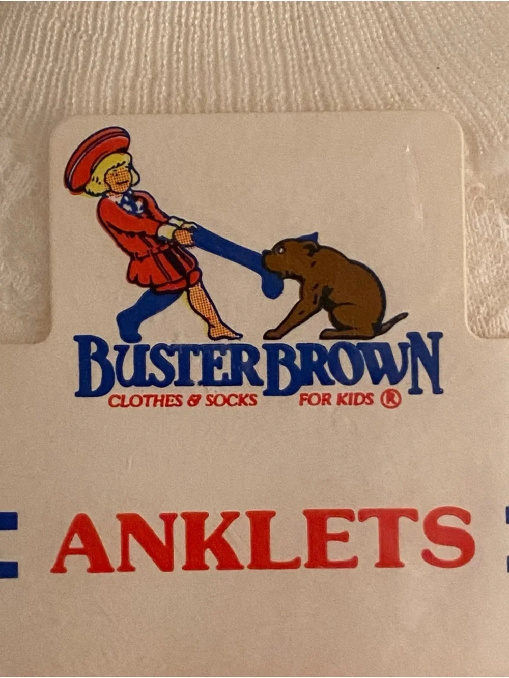 Vintage 80s Buster Brown Lace Trim Anklet Socks - New in Package - Made in USA